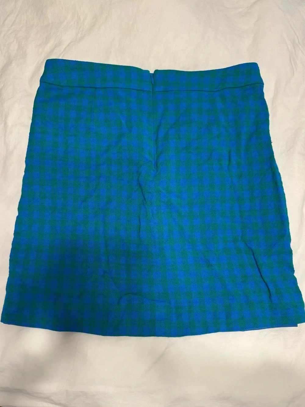 Blue and Green Plaid Mini Skirt with Front Flap Pockets